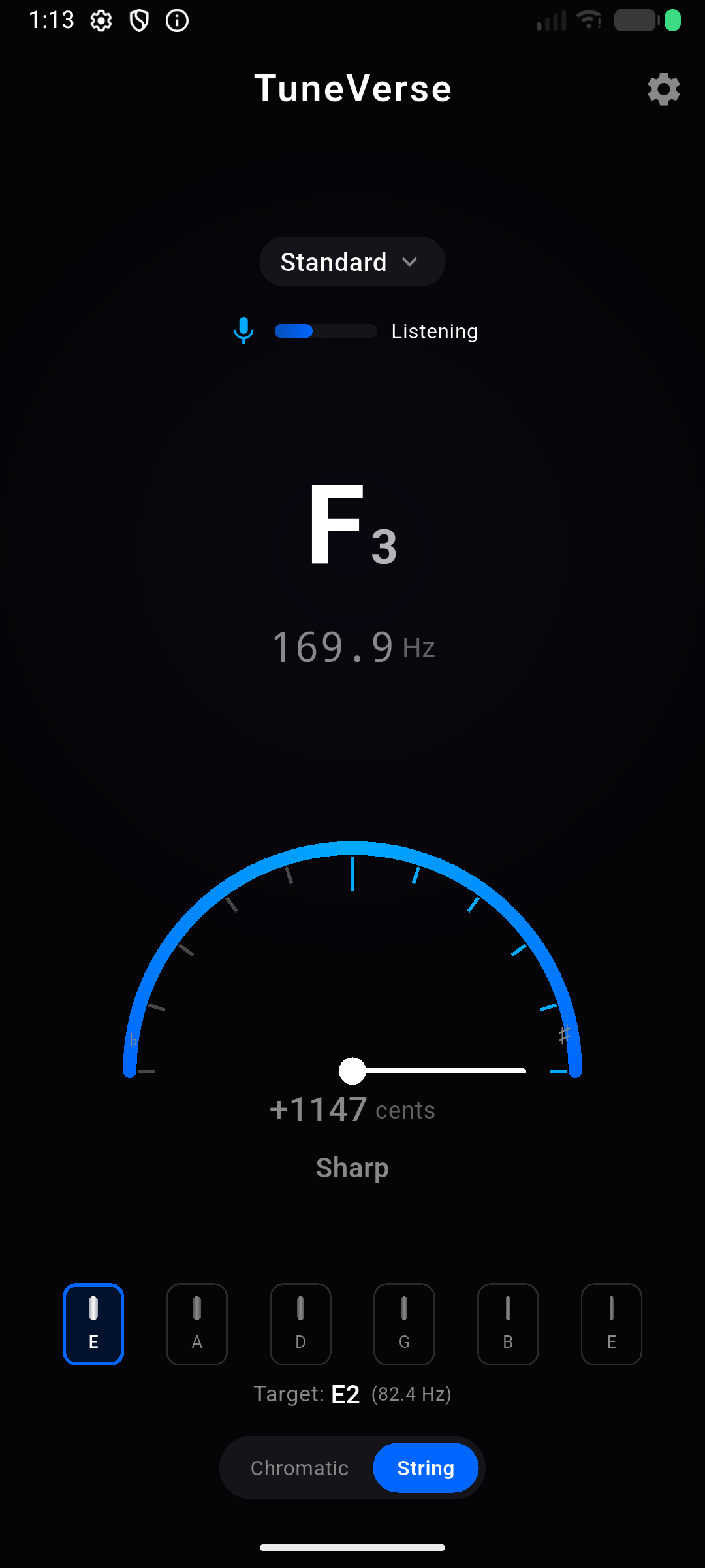 String-by-string tuning mode